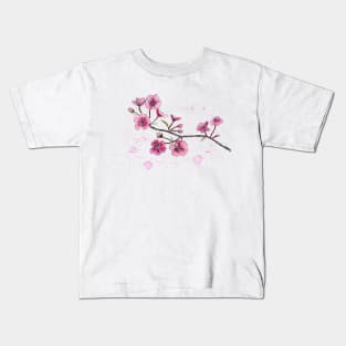 Cherry Blossoms in Watercolor and Pencil Kids T-Shirt